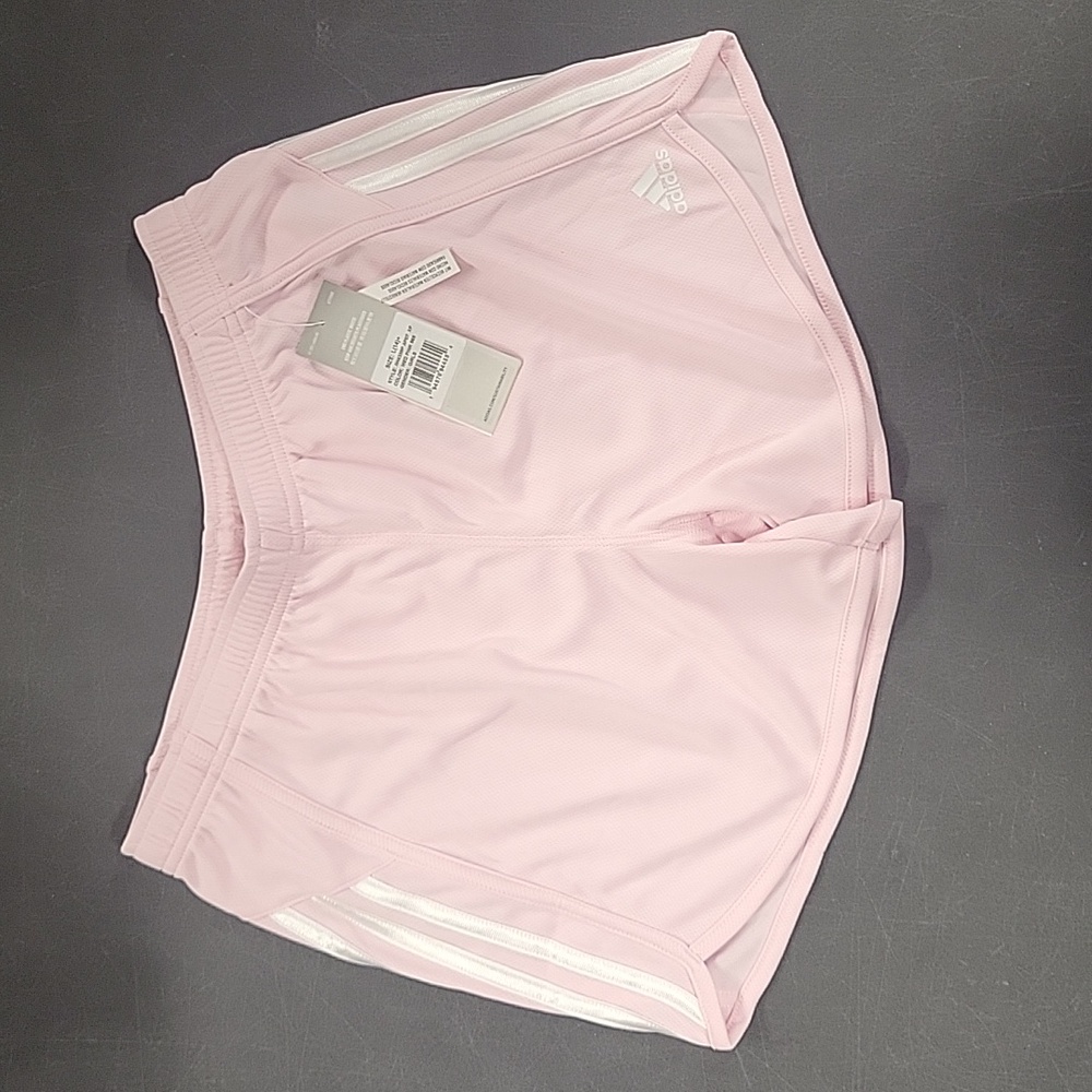 Adidas clear pink 3 Stripe mesh shorts